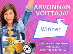 Banner announcing winner