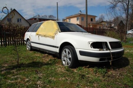 Car body waiting for engine and other missing pieces Audi S4 1992